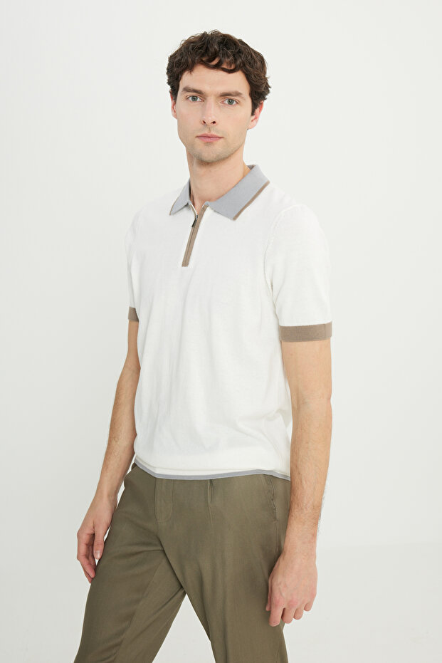Men's Mink 100% Cotton Standard Fit Regular Cut Crew Neck Knitwear T-Shirt