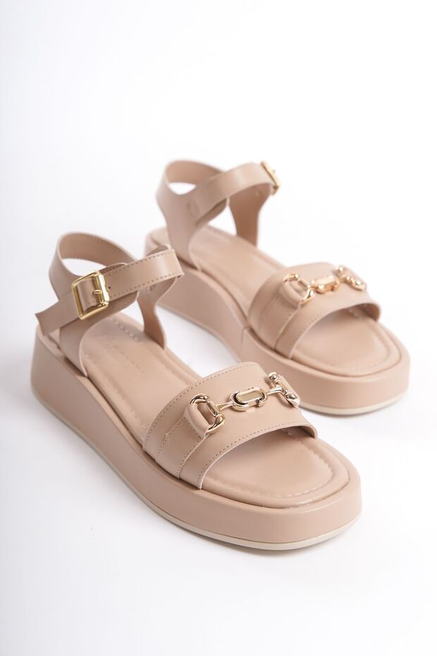 Women's Special Design Ankle Strap Thick Sole Metal Buckle Detailed Single Strap Sandals