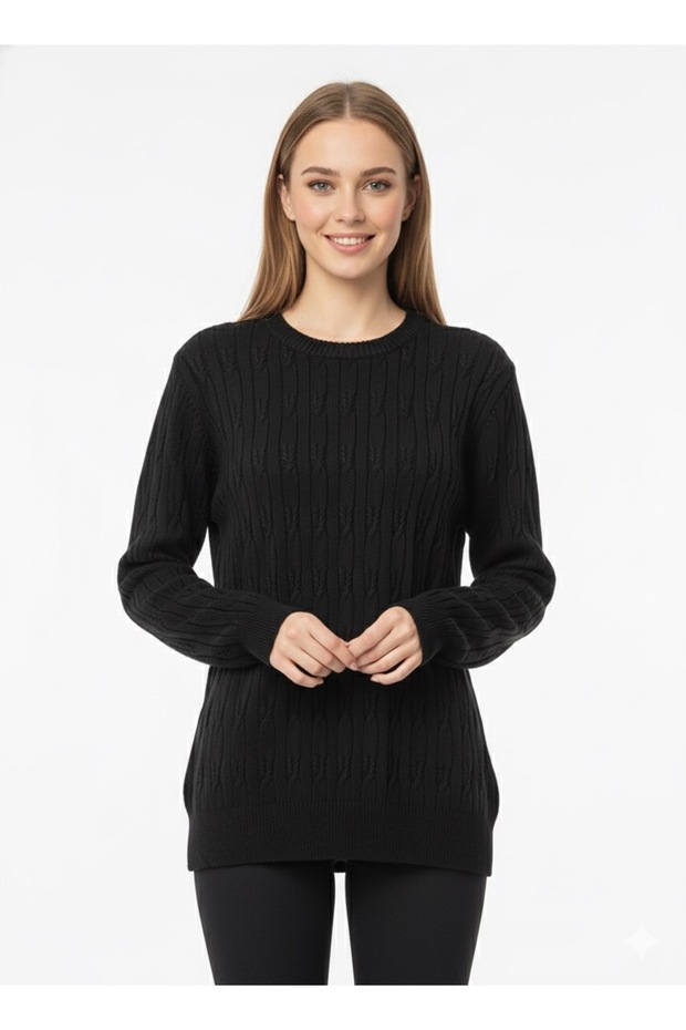 Women's Hair Braid Patterned Knitwear Sweater 5354