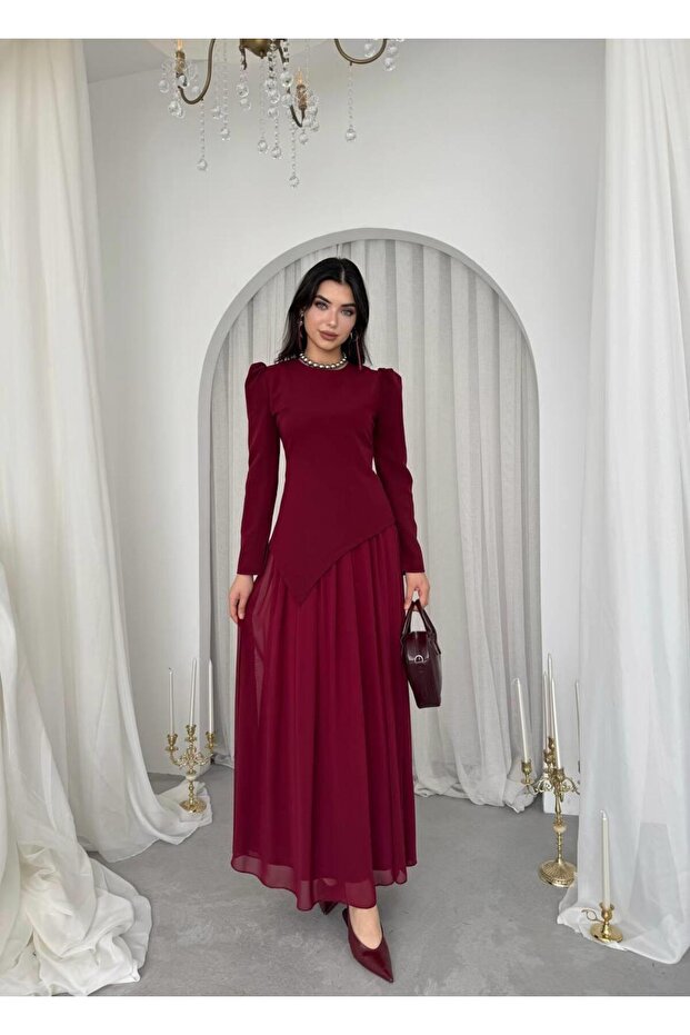 Elor Asimetrik Drapeli Elbise - 8