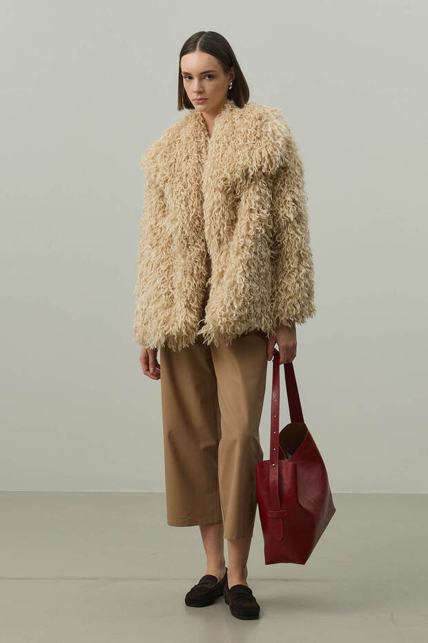 Faux Fur Coat Beige