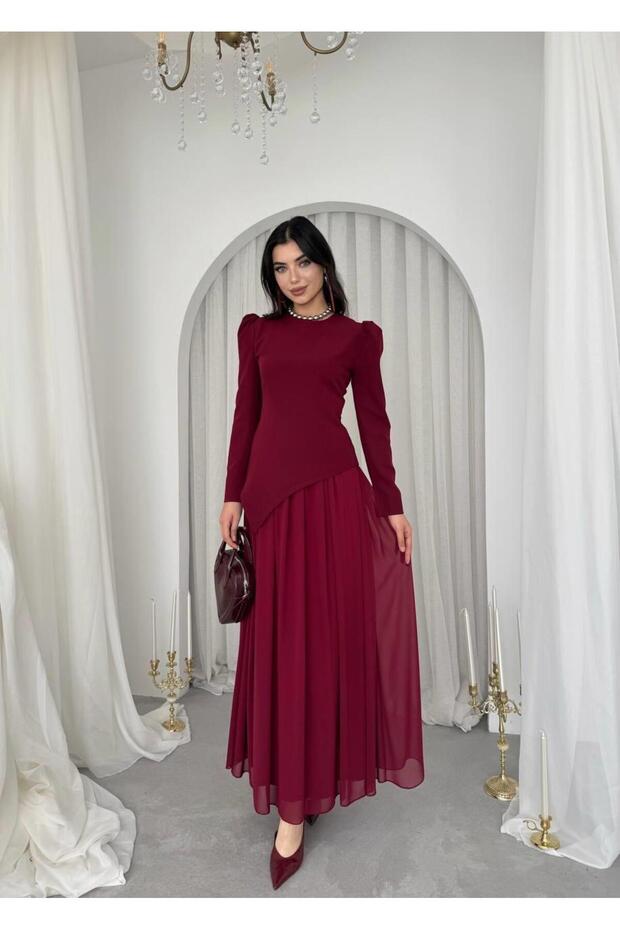 Elor Asimetrik Drapeli Elbise - 5