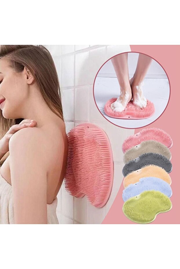 2Pcs Massage Pad Suction Cup Bath Brush Back Foot Scrubber Wash Loofah