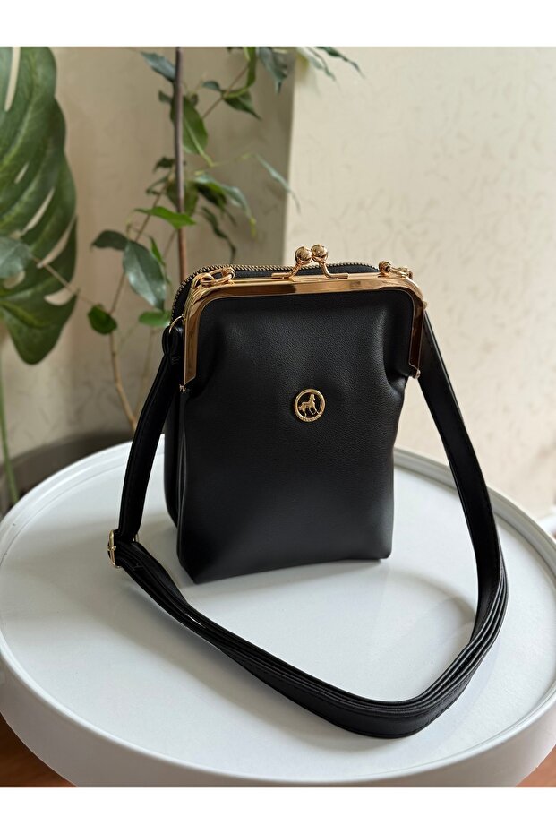 Clip-On Three-Eye Faux Leather Women's Shoulder Bag