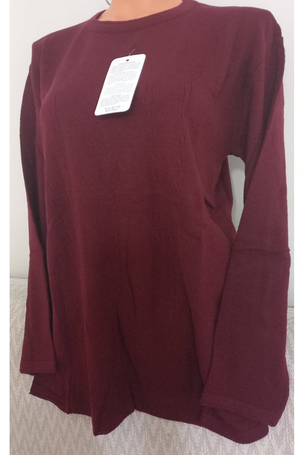 Er Clothing Knitwear Sweater Long-Sleeve Crew Neck Long-Sleeve Maroon