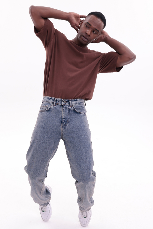 Men's Washable Blue Baggy Loose Fit Jeans