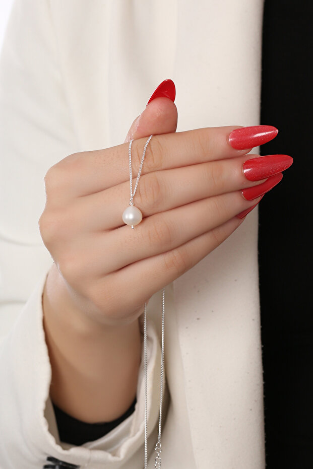 925 Ayar Gümüş İnci Kolye - 2