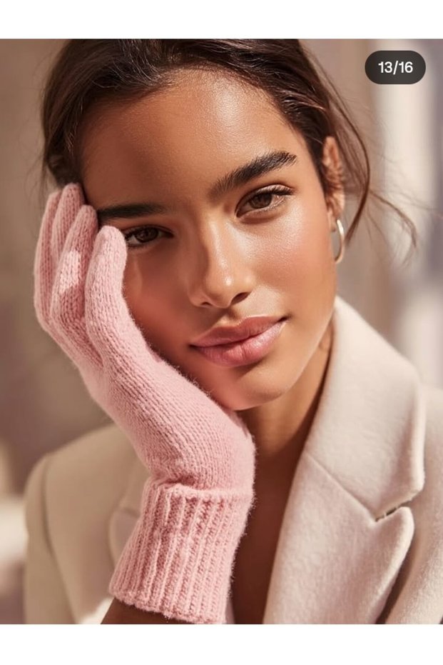 Winter Knitting Women's Gloves Pink Gloves