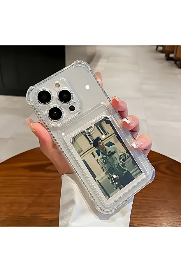 iPhone 15 Pro Max Compatible Premium Anti-Yellowing Phone Case with Transparent Card Holder Wallet