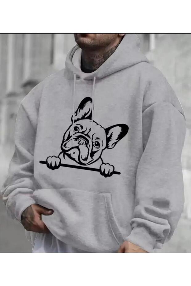 Unisex Dog Printed Hooded Oversized Sweatshirt