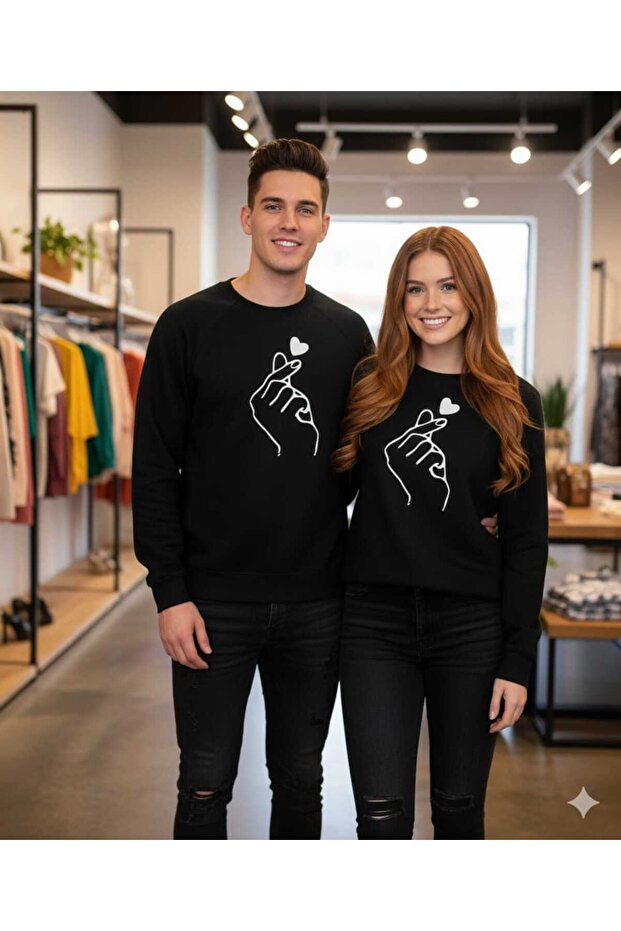 Oversized Couple Lover Combination New Year's Valentine's Day Gift Heart Printed Sweatshirt