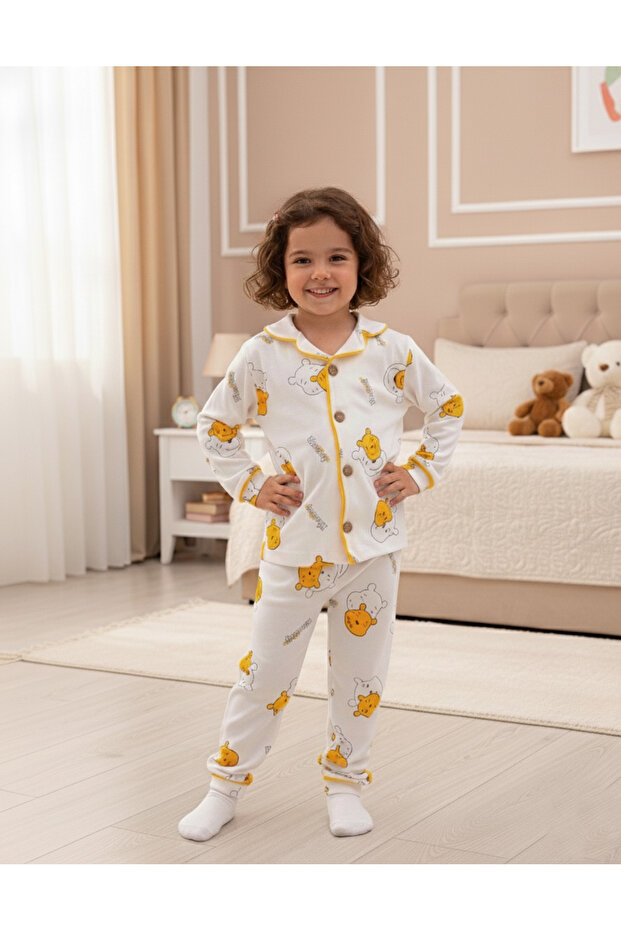 Baby Boy and Child Pajama Set Cute Teddy Bear Buttoned down