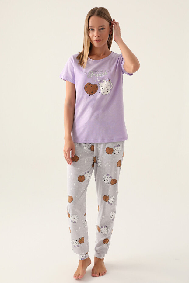 Kadın Mor Pijama Takımı - 2