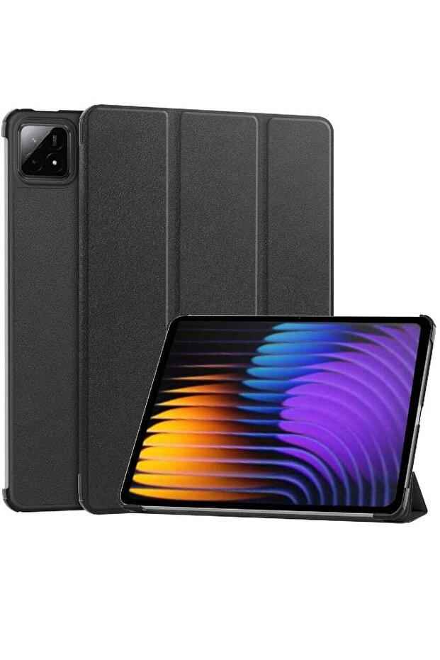 Case for Xiaomi Pad 7/7 Pro - Smart Trifold PU Leather Cover with Auto Sleep/Wake (Black)