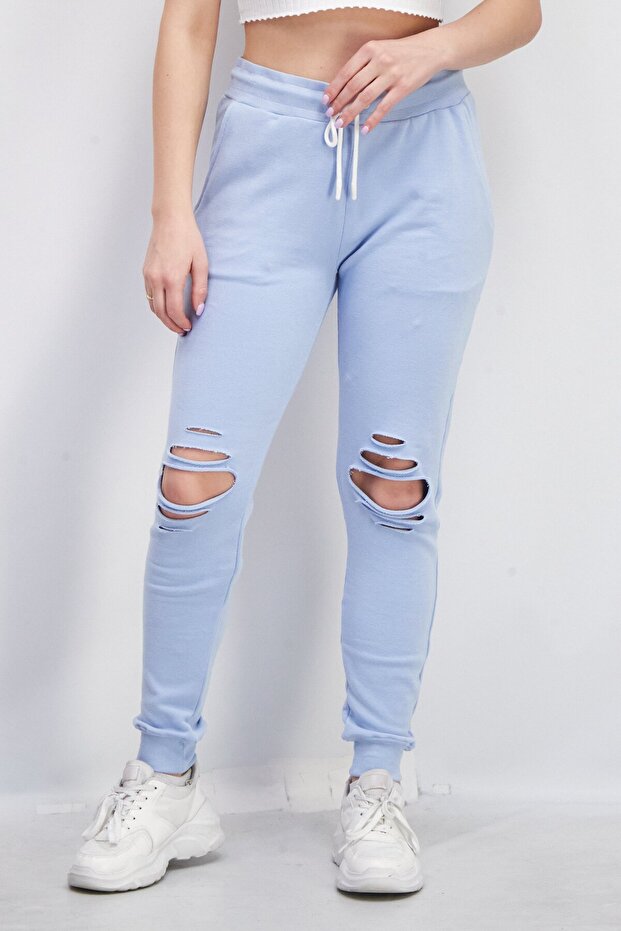 Women Regular Fit Solid Jogger Pant, Light Blue