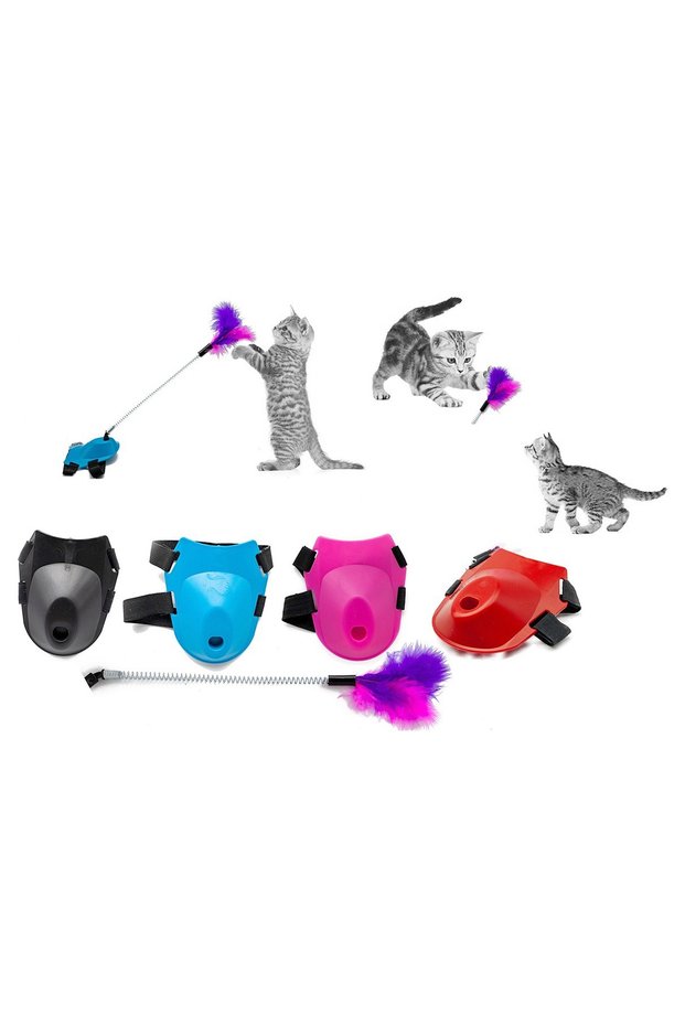 Markapet Furry Springy Cat Foot Fishing Rod Cat Toy 9 Cm-35 cm Blue - Sf-Aykolts-Mv