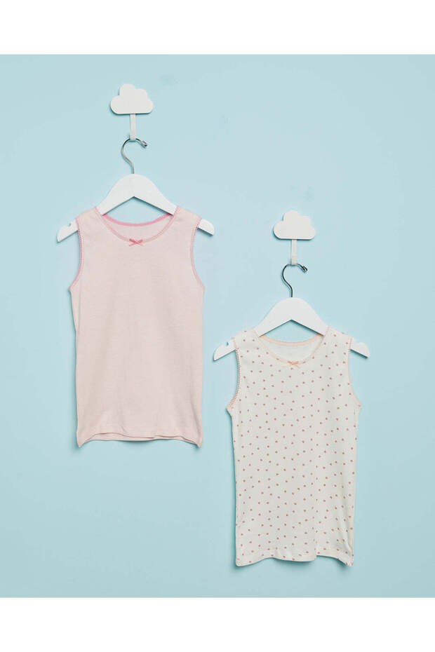 Girls Pink Basic Vest Set (Pack Of 2)