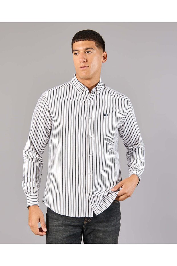 Men Black And White Oxford Checkered Shirt