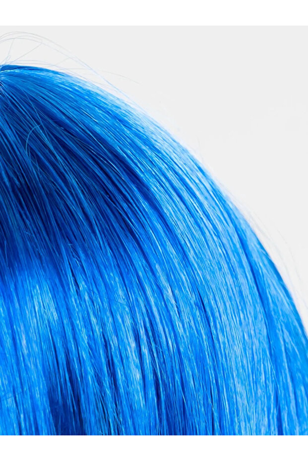 Blue Color Long Party Wig - 4