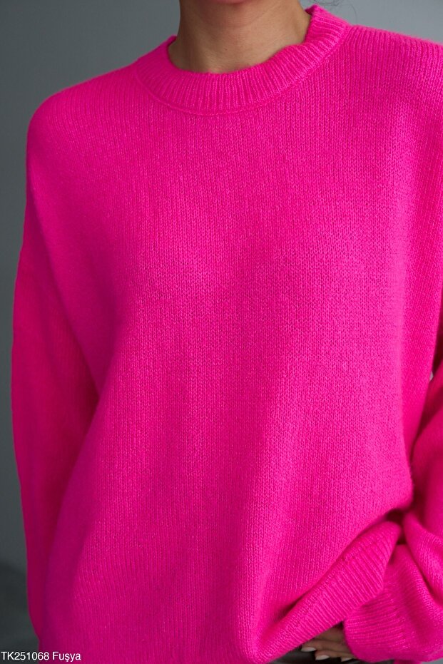 Bisiklet Yaka Oversize Triko Kazak - 1