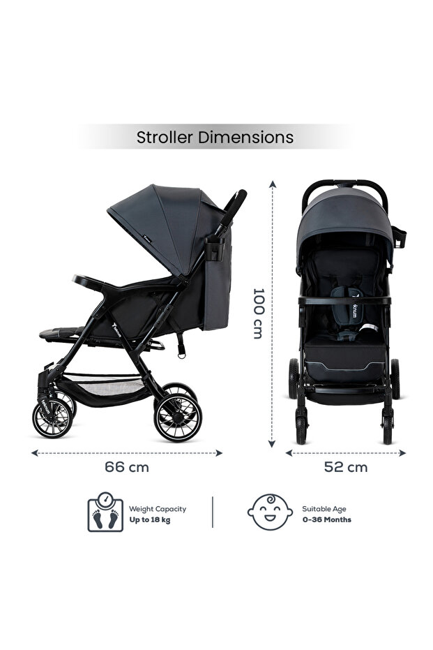 عربة الأطفال فلاي لايت - رمادي - 8