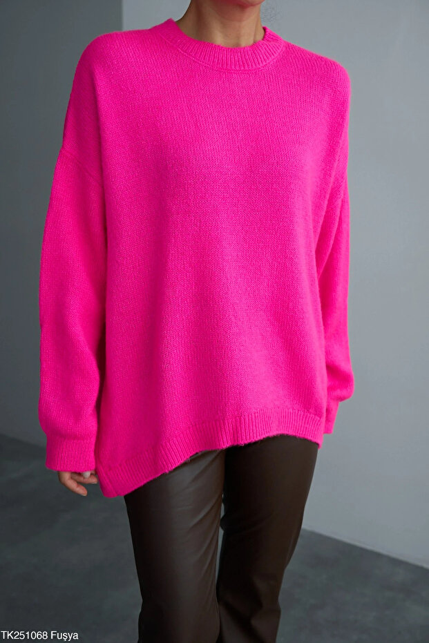 Bisiklet Yaka Oversize Triko Kazak - 3