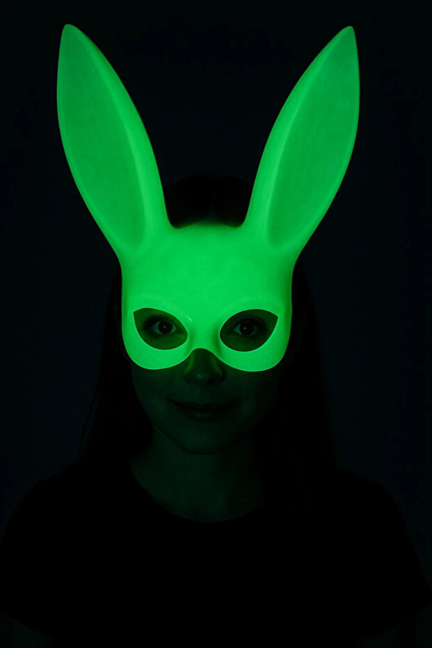 Glow-In-The-Dark Phosphorescent Rabbit Mask – Glow Bunny Masquerade Mask (32X22 cm) Ilkel-Rsitdk4