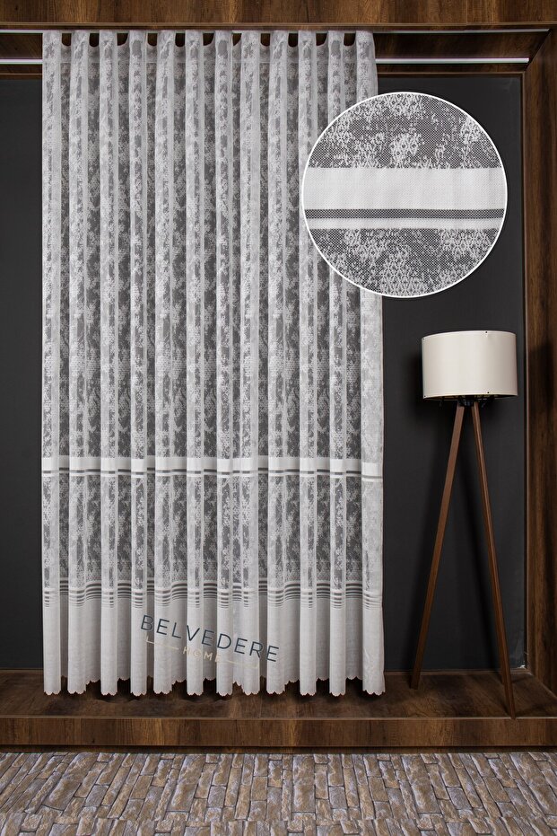 Kırışmayan Şeritli Örme Tül - 1