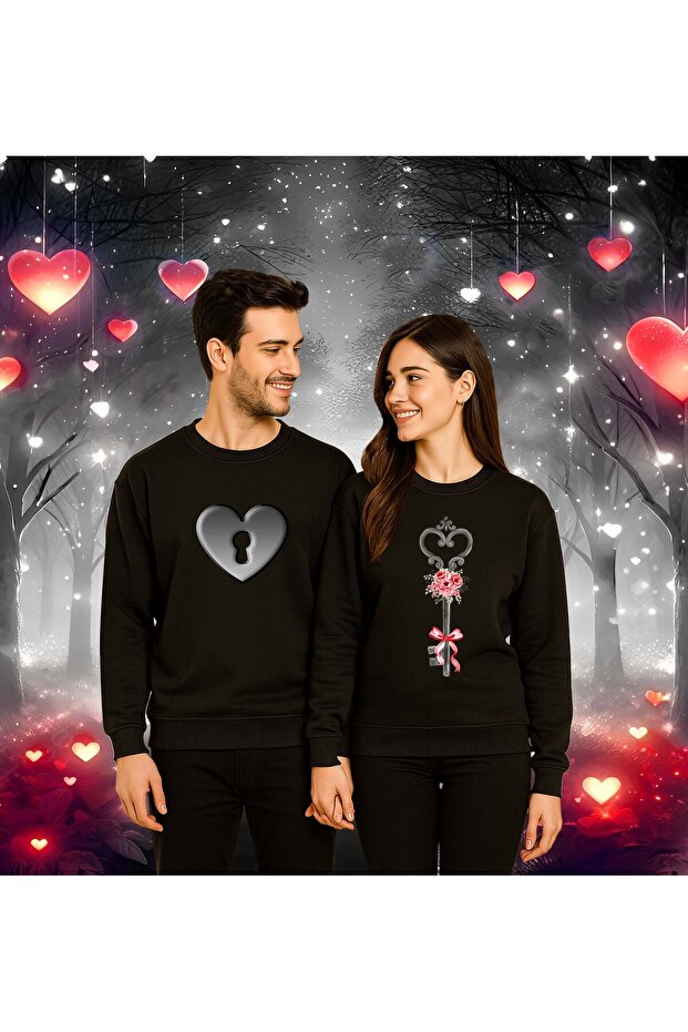 Unisex Valentine's Day Printed Adult Swaetshirt 3 Thread Rasterated