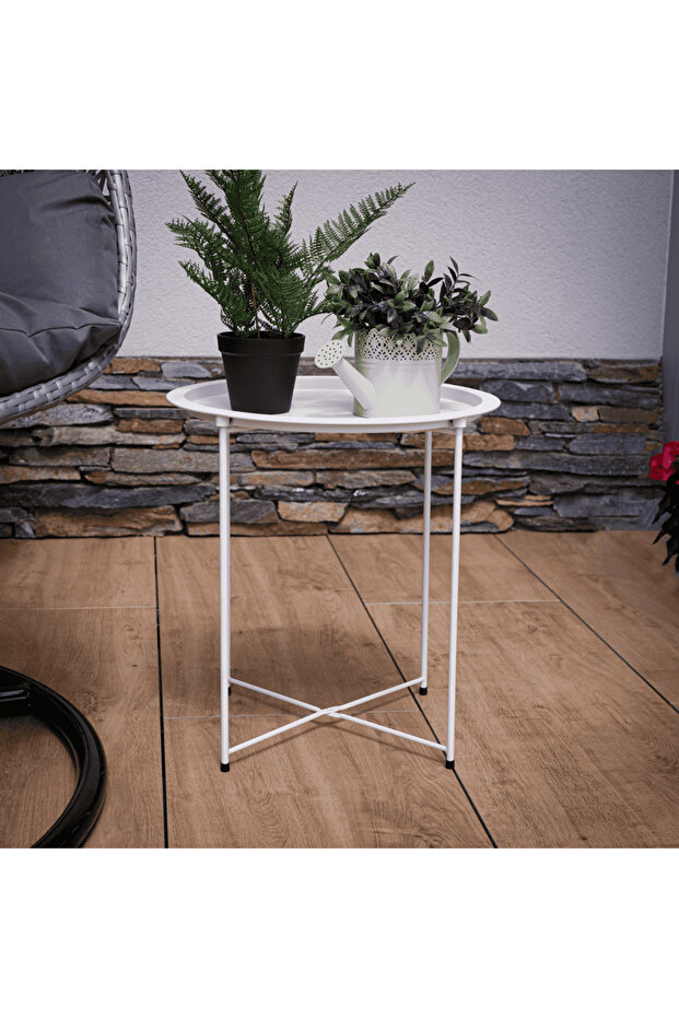 Side table with removable tray, white, RENDER - 2
