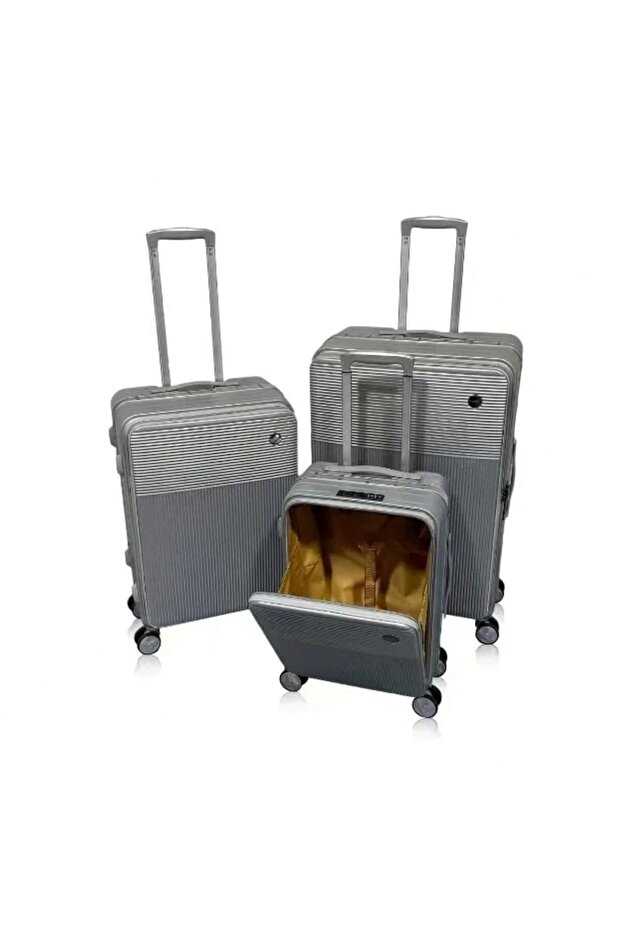 Multi Functional Luggage set PC aluminum frame password pull rod box 20/24/28 inch Set - Silver