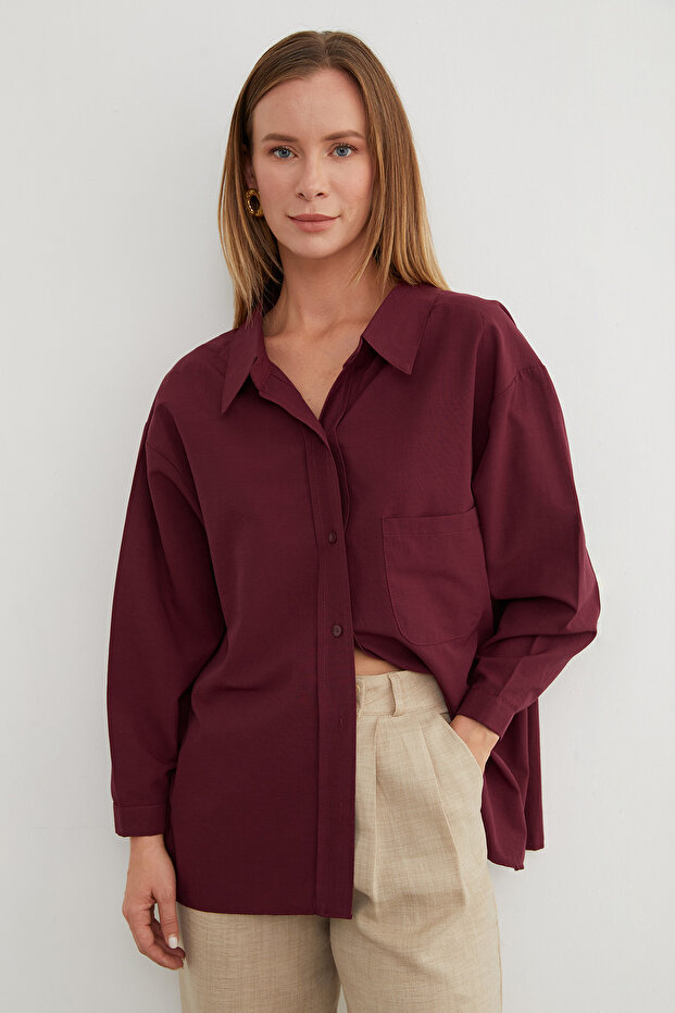 Basic Tek Cepli Oversize Gömlek - 3