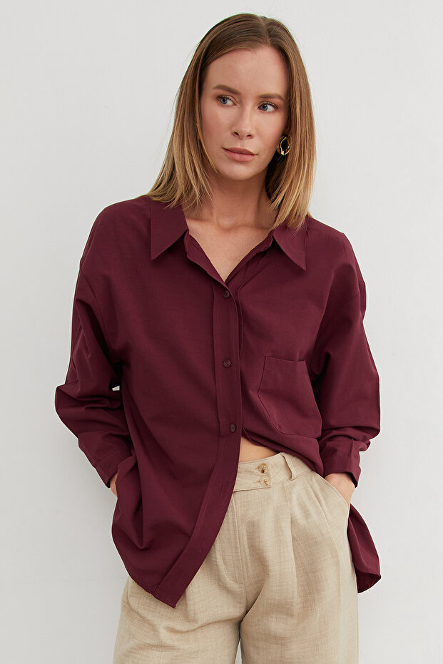 Basic Tek Cepli Oversize Gömlek - 4