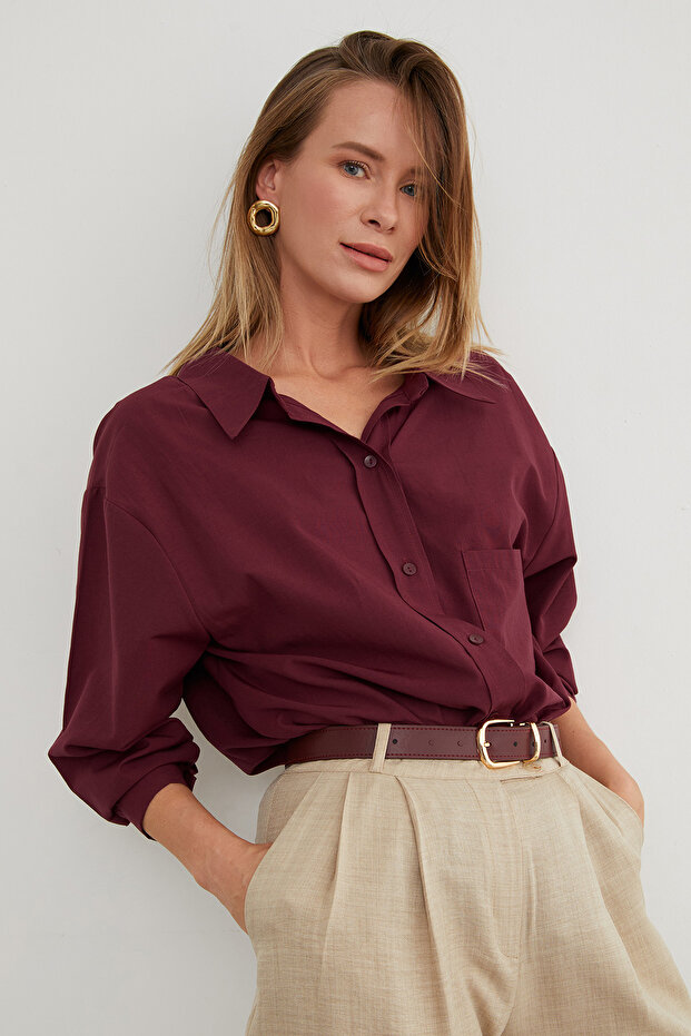 Basic Tek Cepli Oversize Gömlek - 2