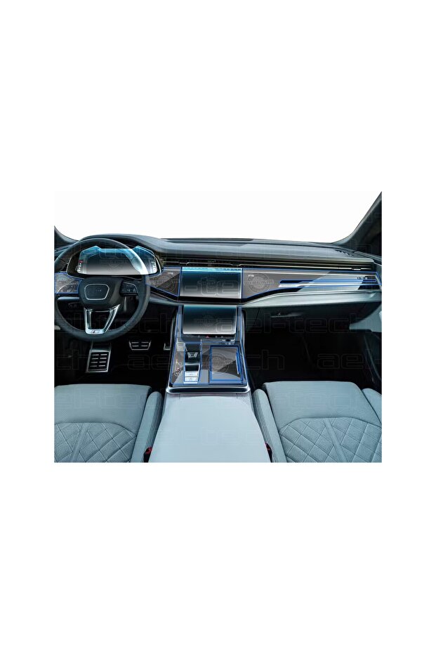 New Audi Q8 Navigation Digital Display 9H Nano and Piano Black Compatible Tpu Protector Set of 8