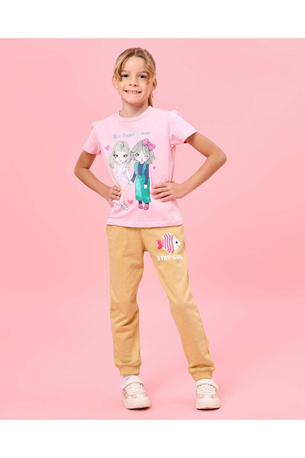 بنطلون رياضي أساسي أصفر للبنات - 2