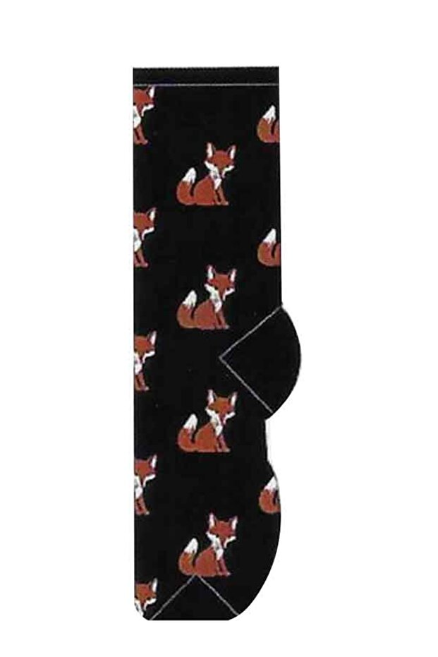 جوارب بوليستر مطبوع بنقشة ثعلب مقاس 9-11 - 1