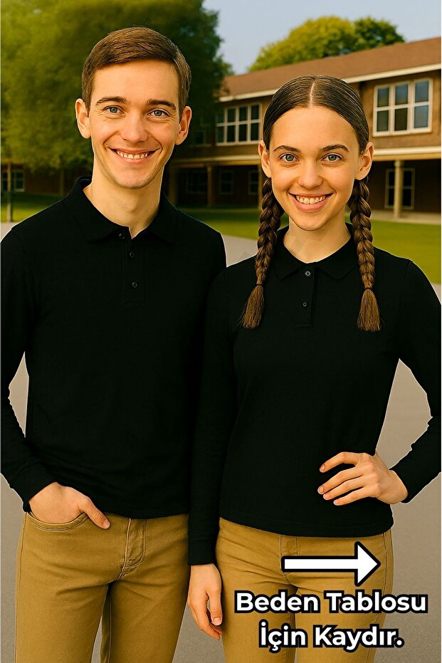 School Long Sleeve Sweatshirt Uniform High School Boy (1 Piece) Polo Collar Unisex
