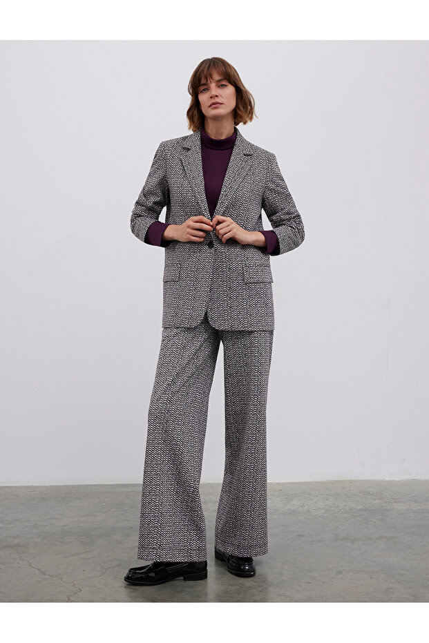 Viscose Mixed Patterned Blazer Jacket - 3