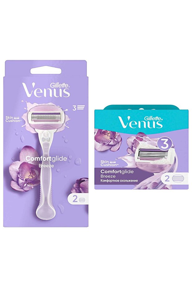 Gillette Venus Venus Comfort Glide Breeze Tıraş Makinesi + 2 Adet Yedek Başlık
