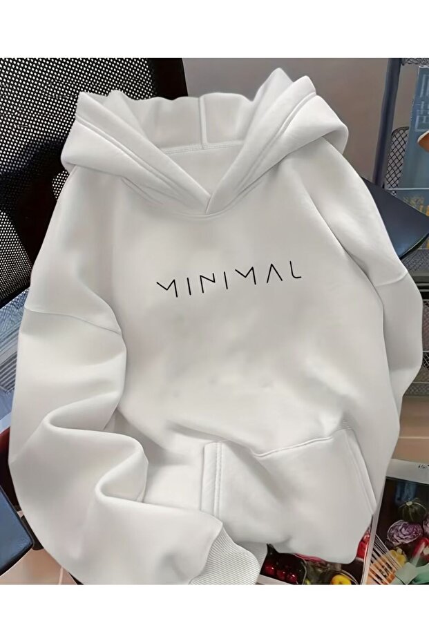 Minimal Printed Ka Hooded Weatshi̇rt