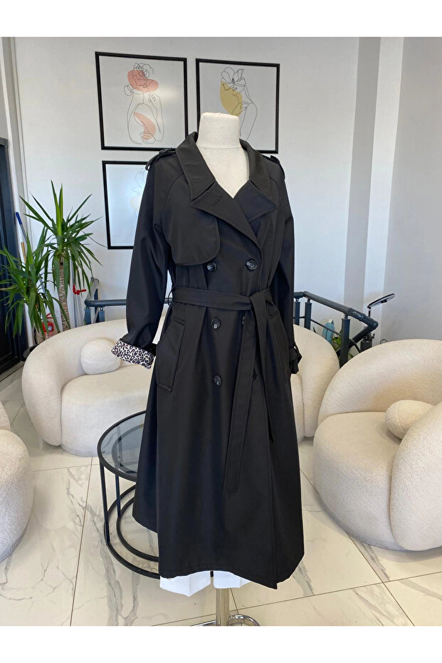 معطف كبير الحجم مبطن بنقشة الفهد - 2