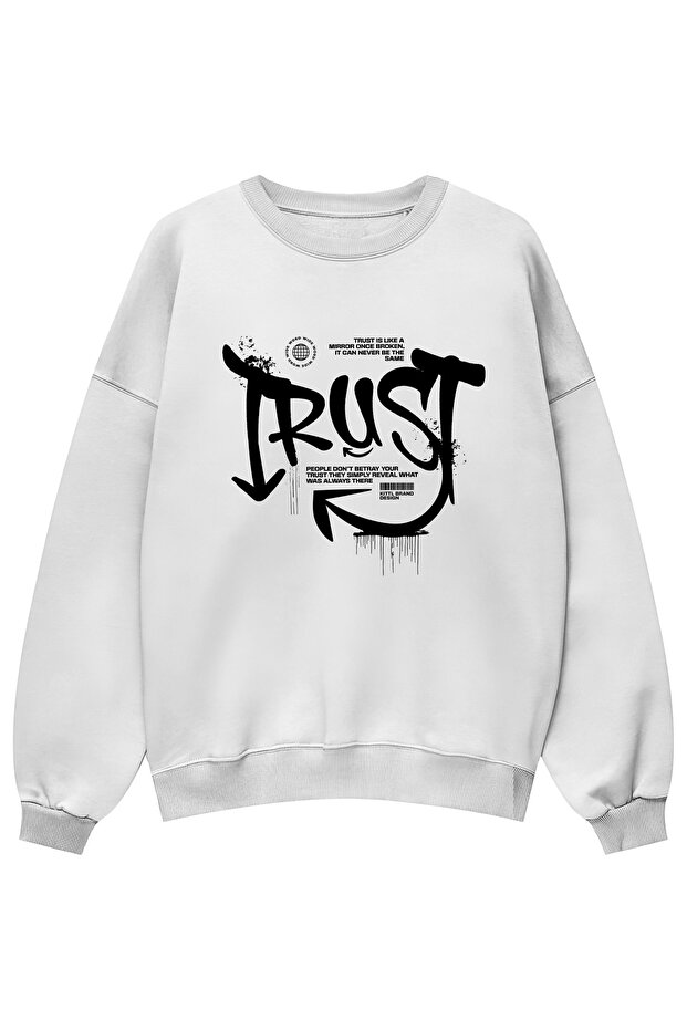سترة Trust Dont Touch Me مطبوع للجنسين قصة فضفاضة