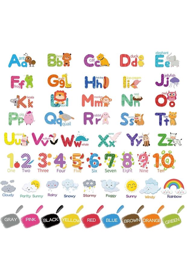 9 Sheets Animal Alphabet & Numbers Wall Decals - Peel & Stick Removable (KASTWAVE)