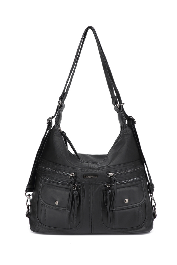 Barcelona Daily Multi-Pocket Large Size Wide Sports Design Adjustable Strap Women's Shoulder Bag Black