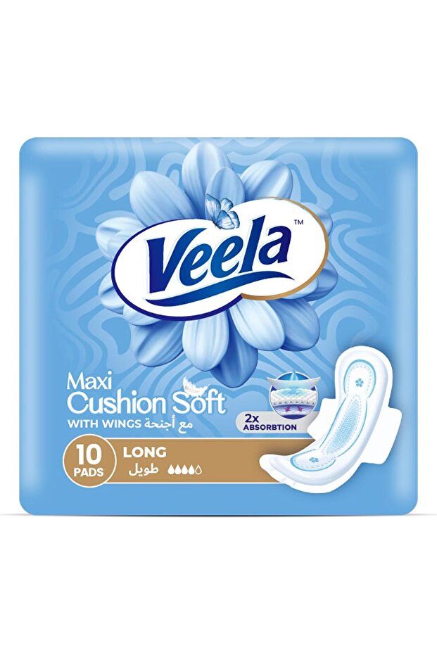 Cushion Soft Maxi Pads for Women (Long, 10 count)