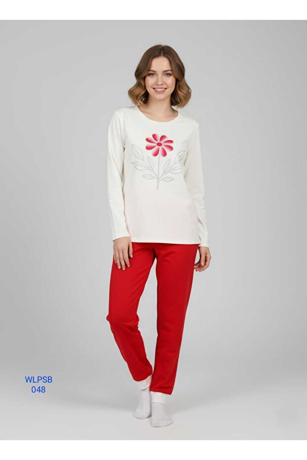 WOMENPYJAMASETBRUSHEDLOOPKNITCOTTON