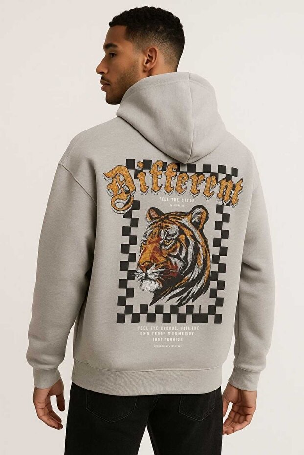 Oversized 3-Ply Thick Different Tiger Style Design Model Cap Hooded Atshirt