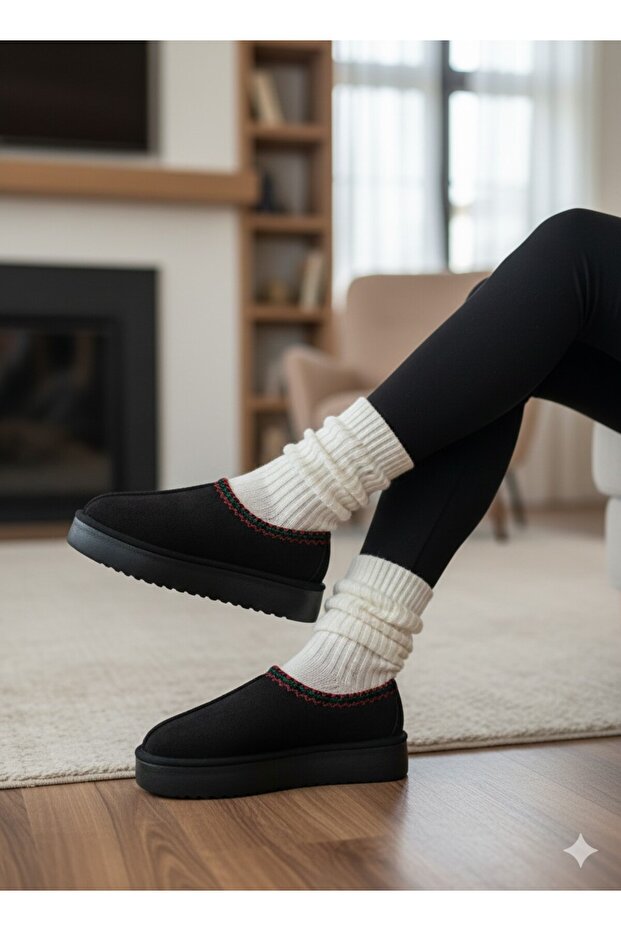 Women's Suede Fur Lined Thick Sole Closed Front Casual Winter Ug Boots Slippers