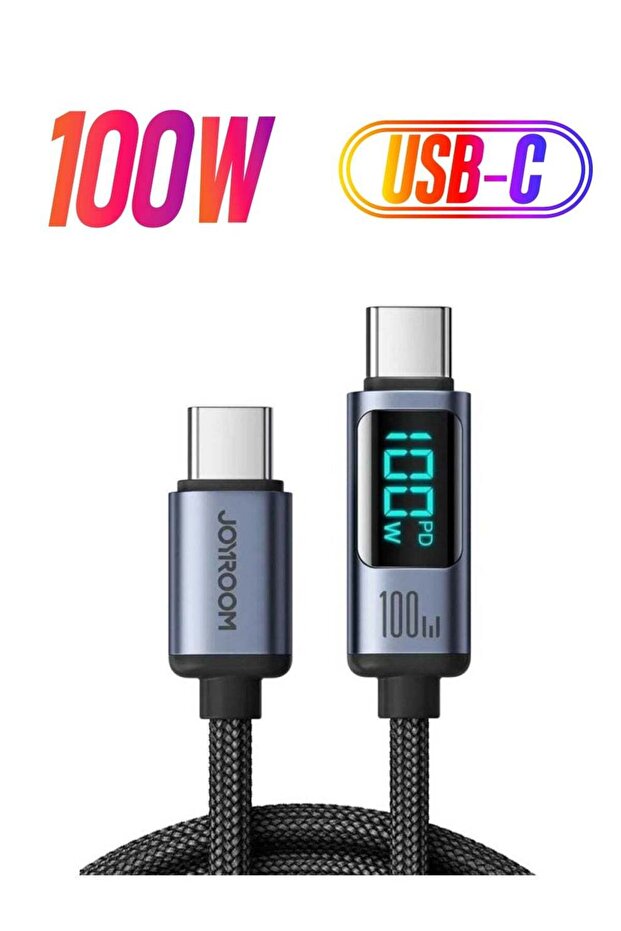 100W USB-C to USB-C Digital Display Fast Charging Cable - Black